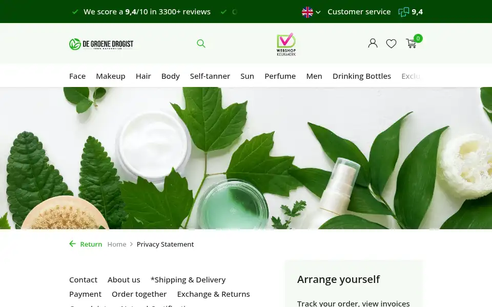 Screenshot of degroenedrogist.nl