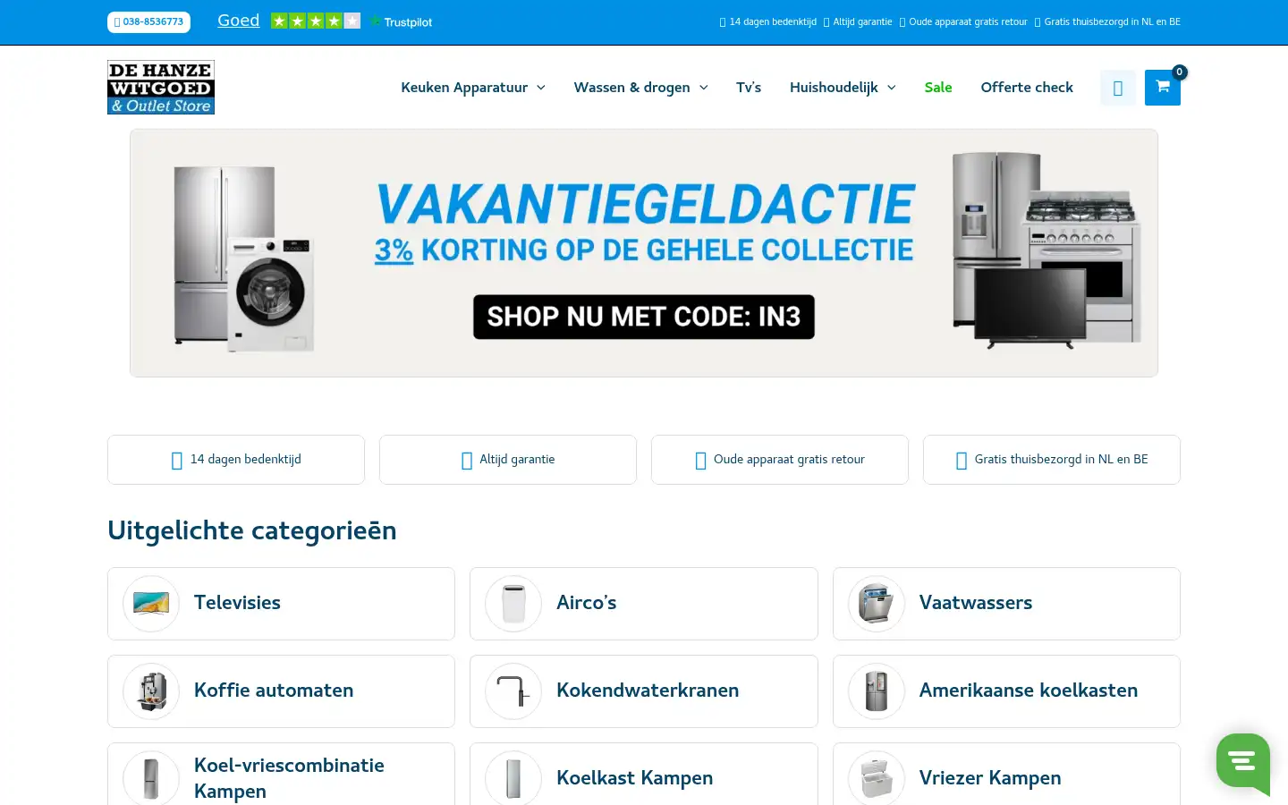Screenshot of dehanzewitgoed.nl