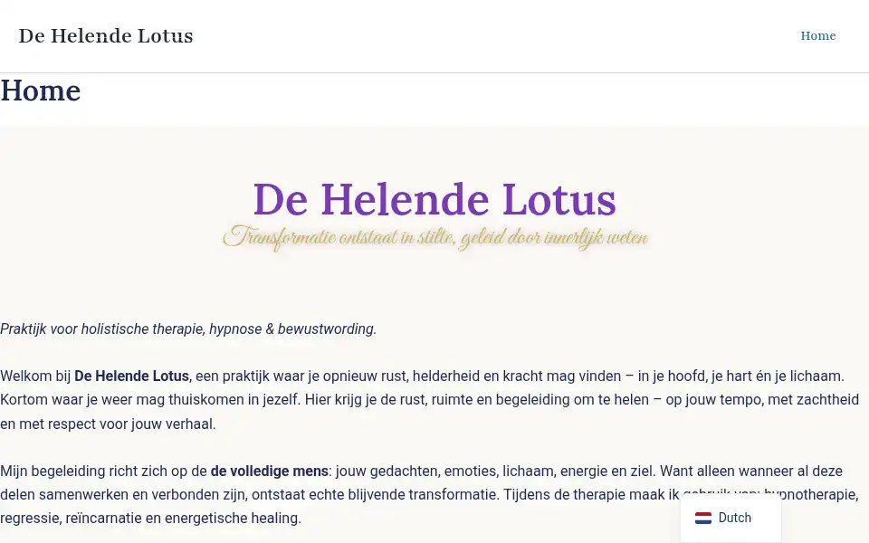 Screenshot of dehelendelotus.nl