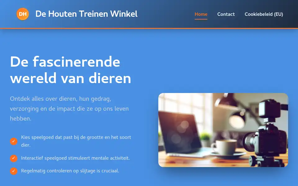Screenshot of dehoutentreinenwinkel.nl