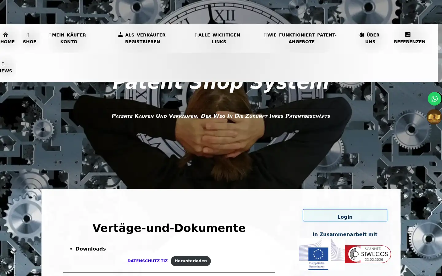 Screenshot of dein-patent-shop.com