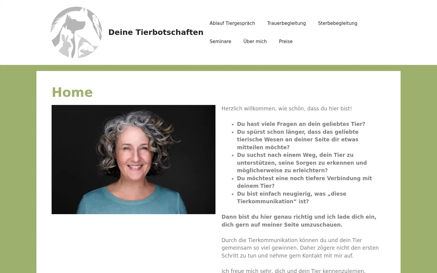 Screenshot of deine-tierbotschaften.de