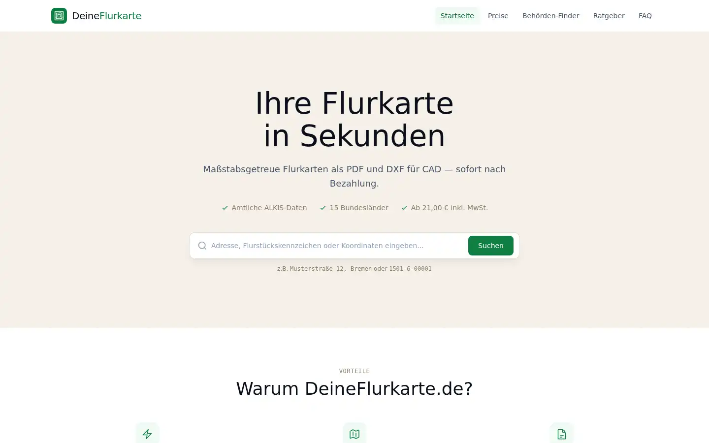 Screenshot of deineflurkarte.de