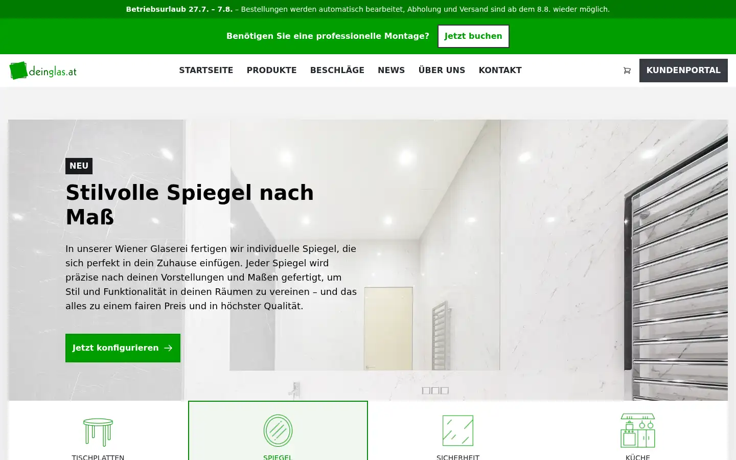 Screenshot of deinglas.at