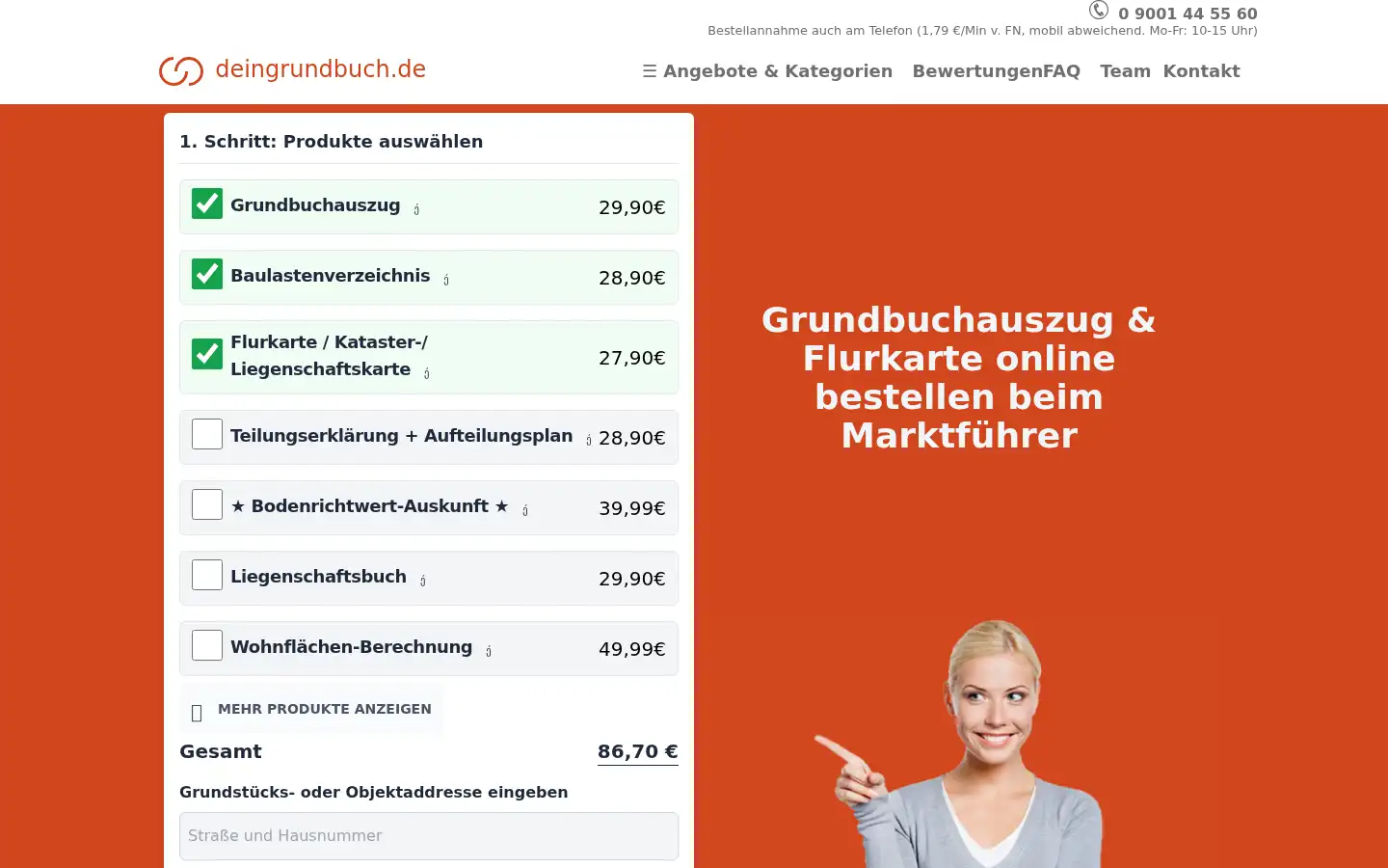 Screenshot of deingrundbuch.de