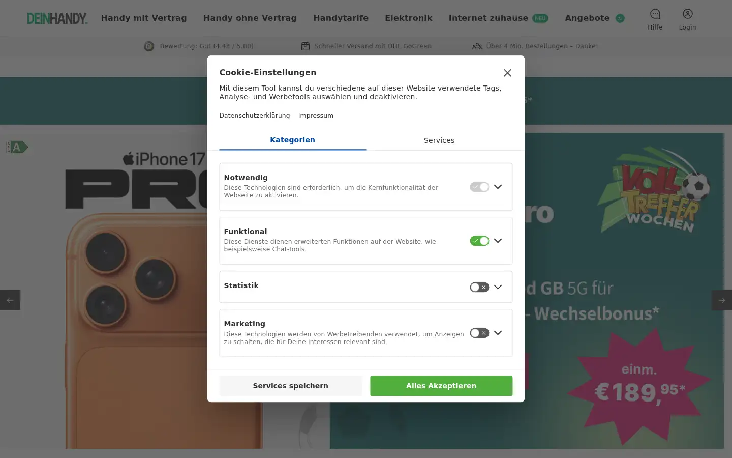 Screenshot of deinhandy.de