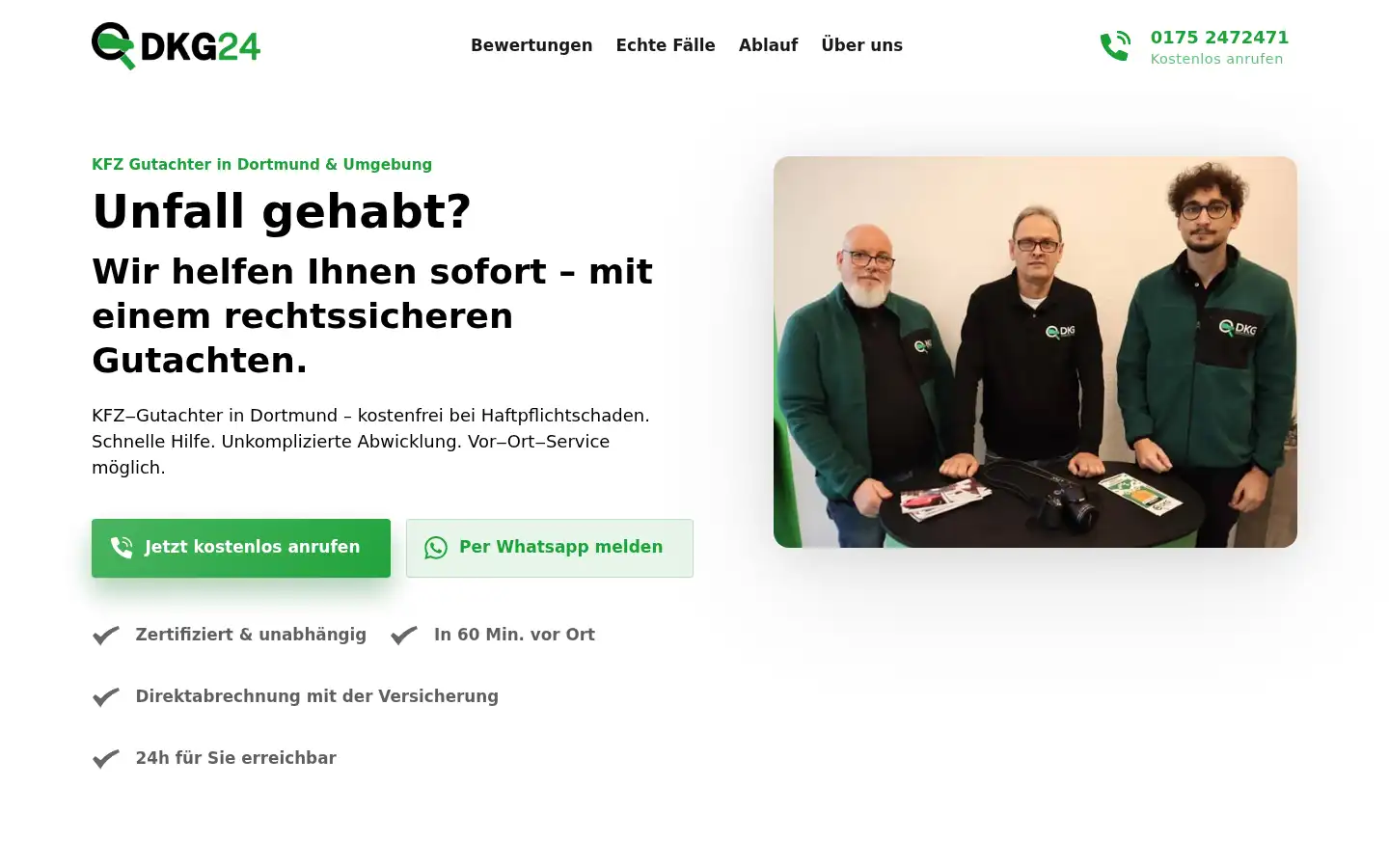 Screenshot of deinkfzgutachter24.de