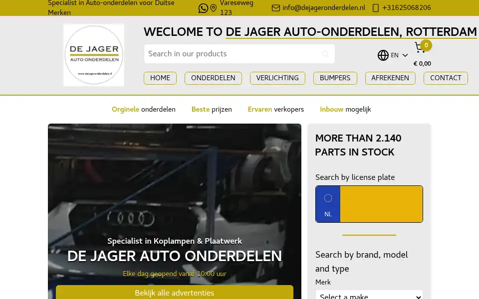 Screenshot of dejageronderdelen.nl