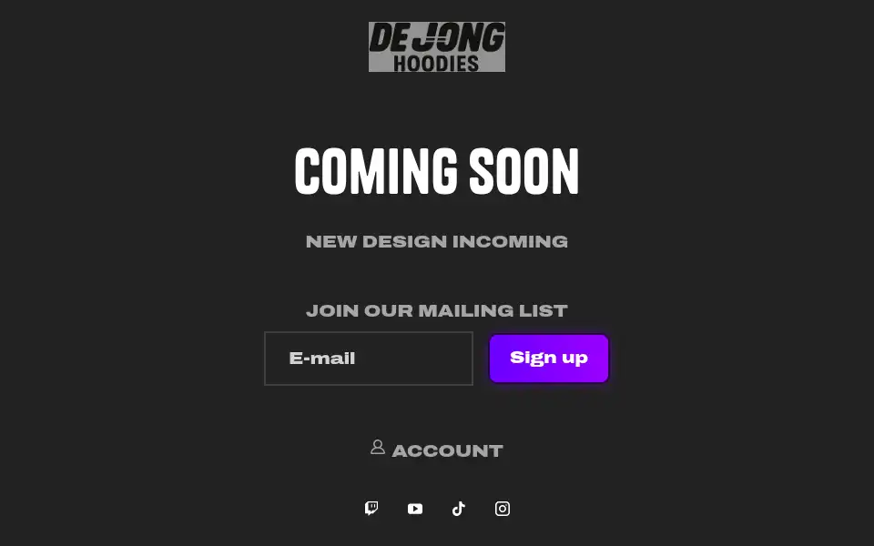 Screenshot of dejonghoodies.shop