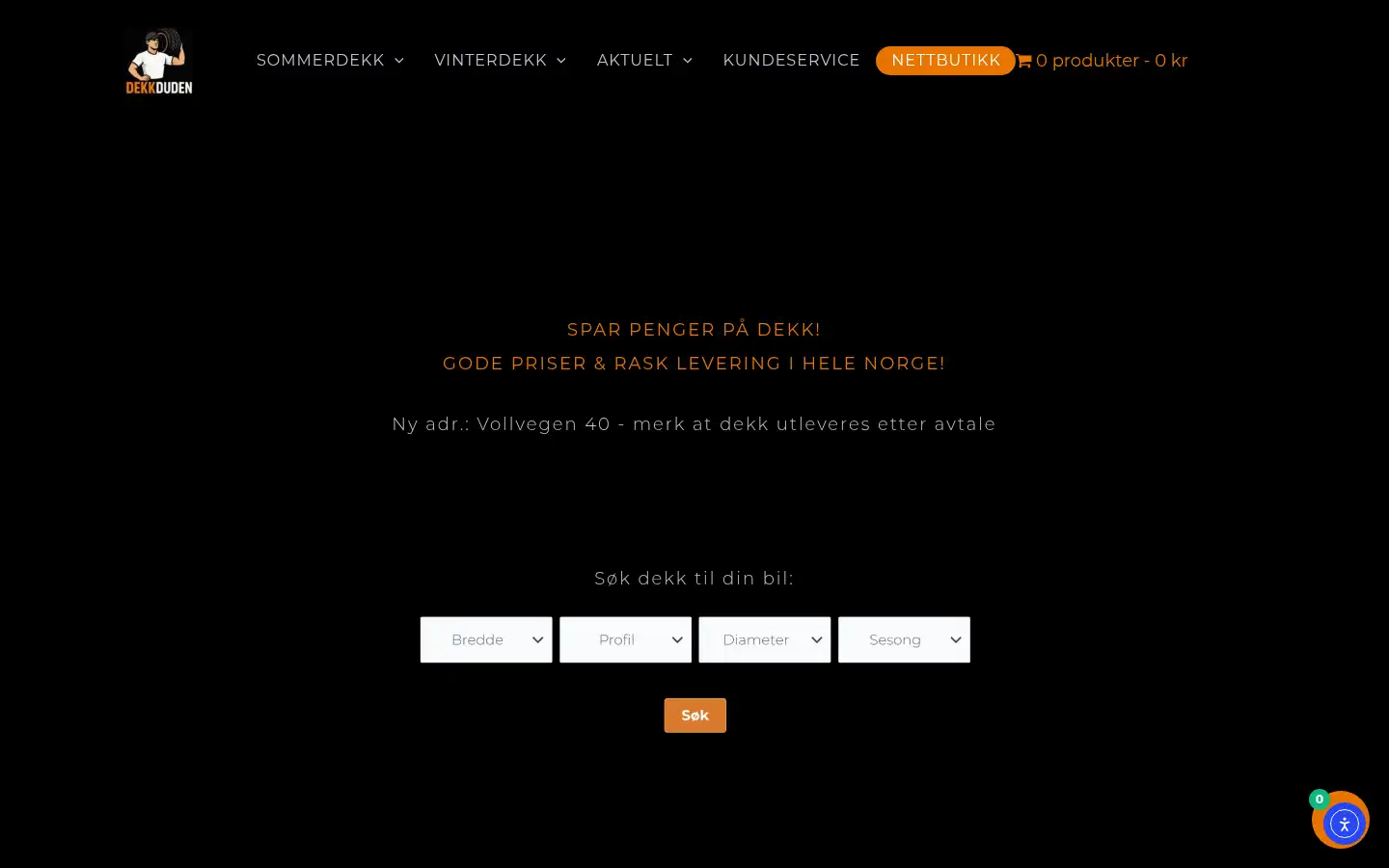Screenshot of dekkduden.no