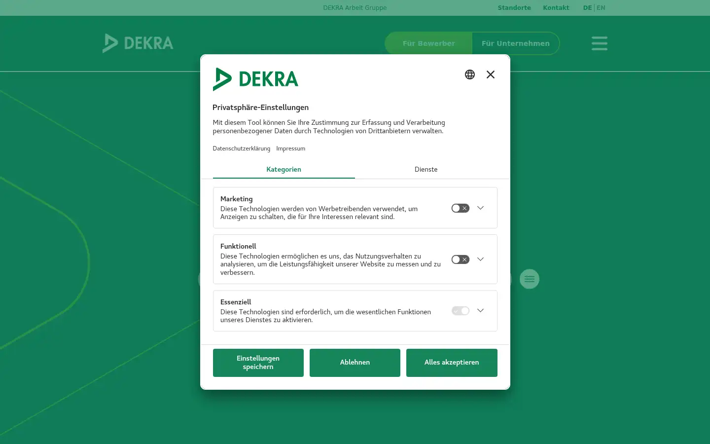 Screenshot of dekra-arbeit.de