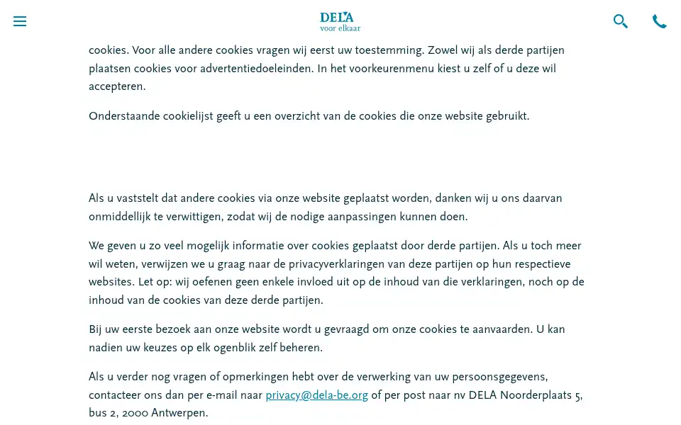 Screenshot of dela.be