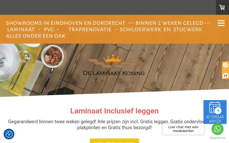 Screenshot of delaminaatkoning.nl