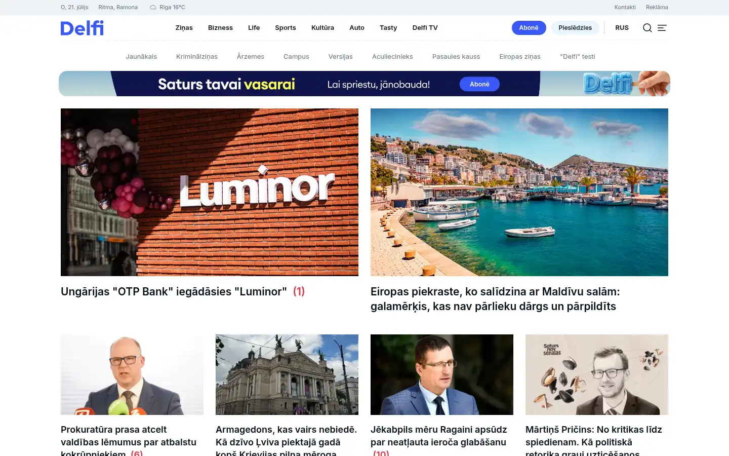 Screenshot of delfi.lv