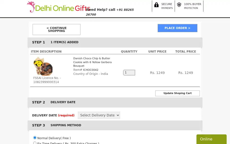 Screenshot of delhionlinegifts.com
