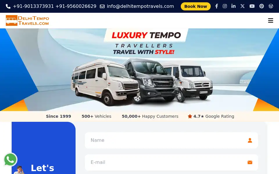 Screenshot of delhitempotravels.com