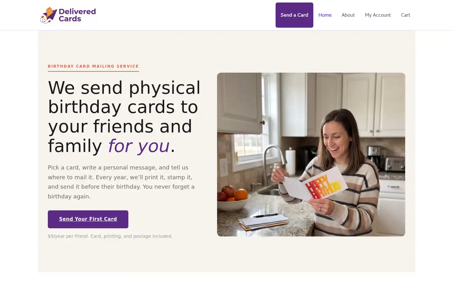 Screenshot of deliveredcards.com