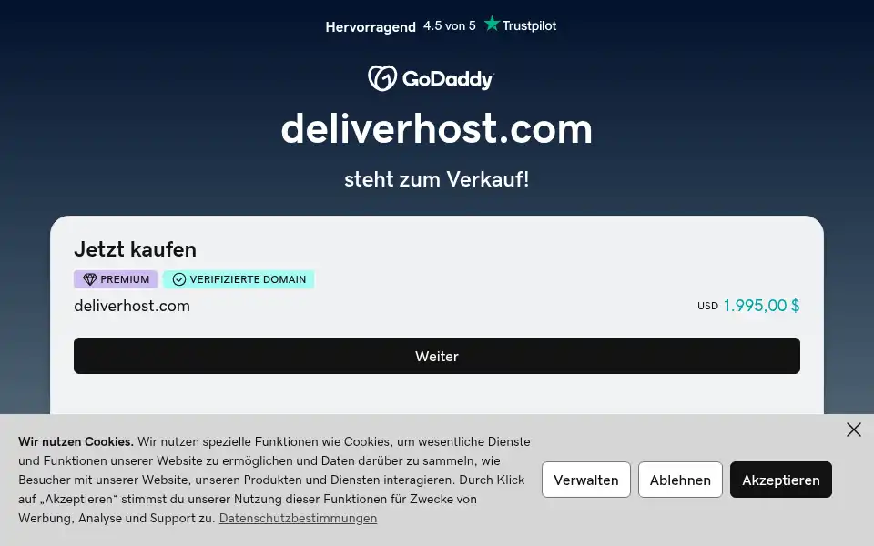 Screenshot of deliverhost.com