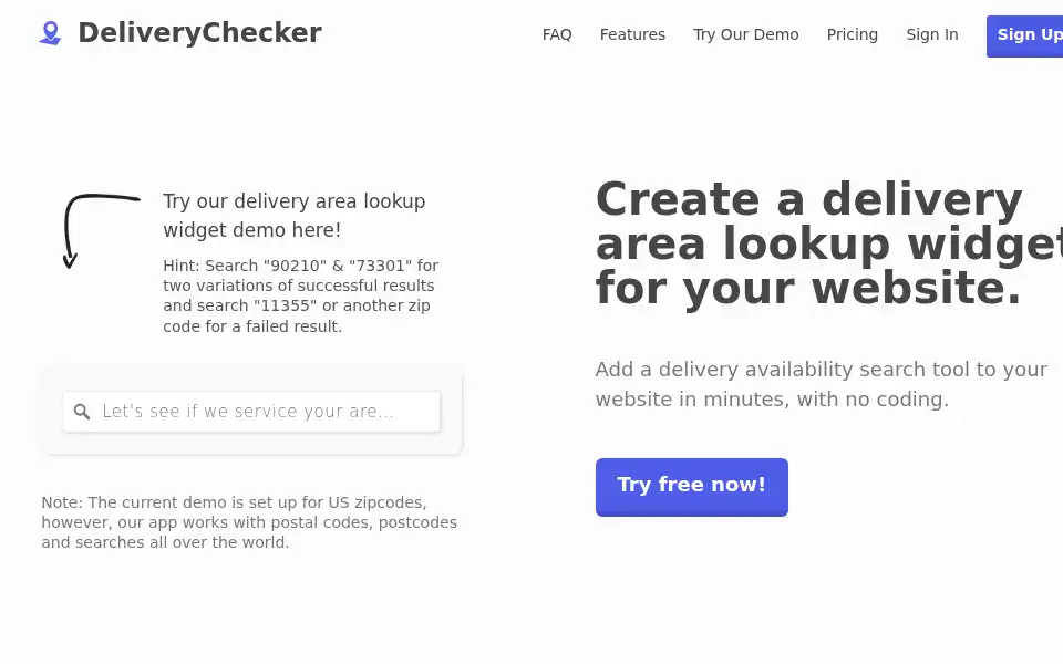 Screenshot of deliverychecker.co