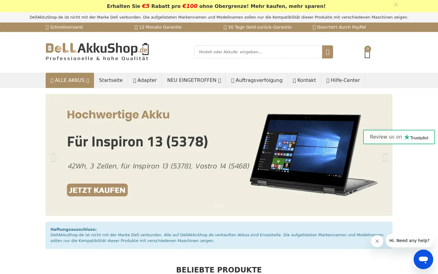 Screenshot of dellakkushop.de