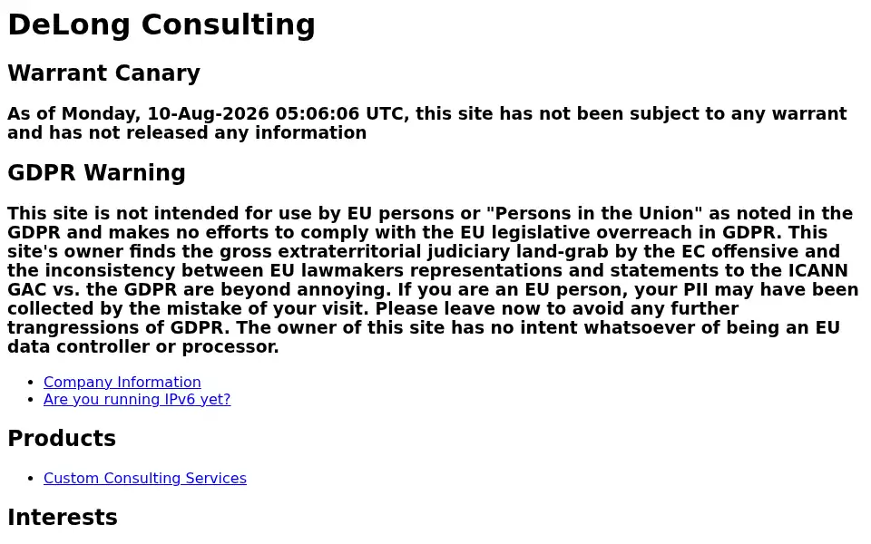 Screenshot of delong.com