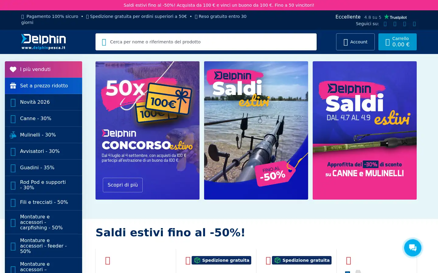 Screenshot of delphinpesca.it
