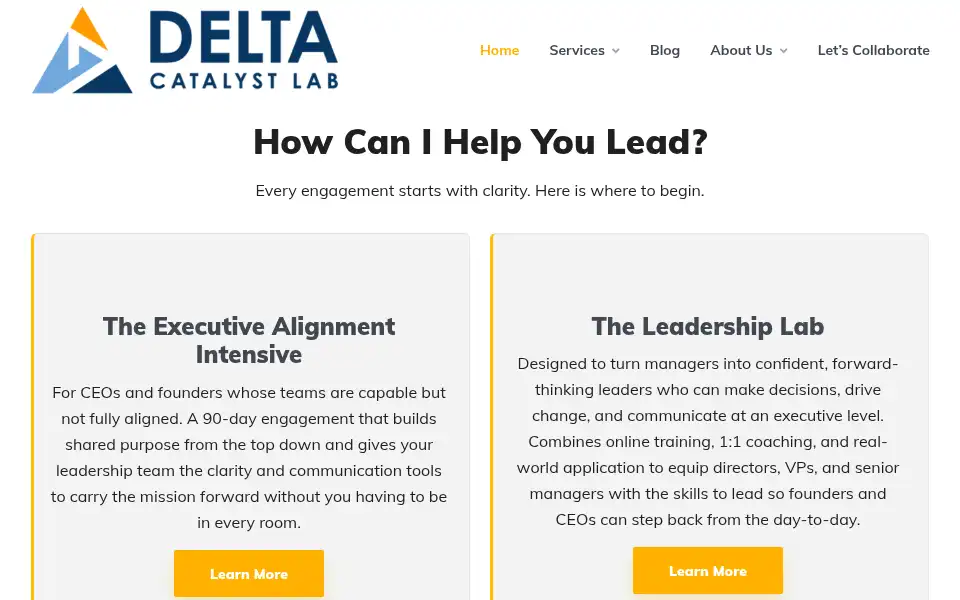 Screenshot of deltacatalystlab.com