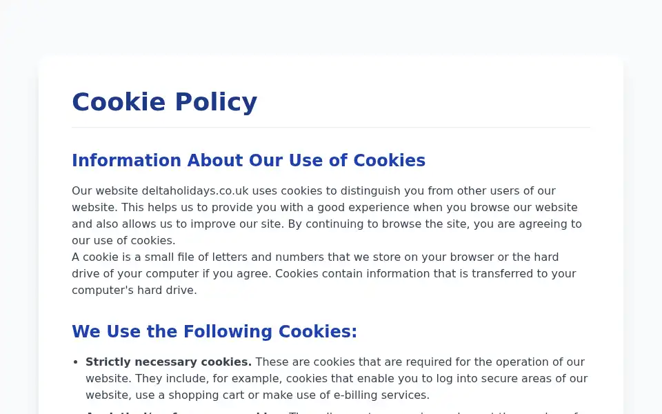 Screenshot of deltaholidays.co.uk