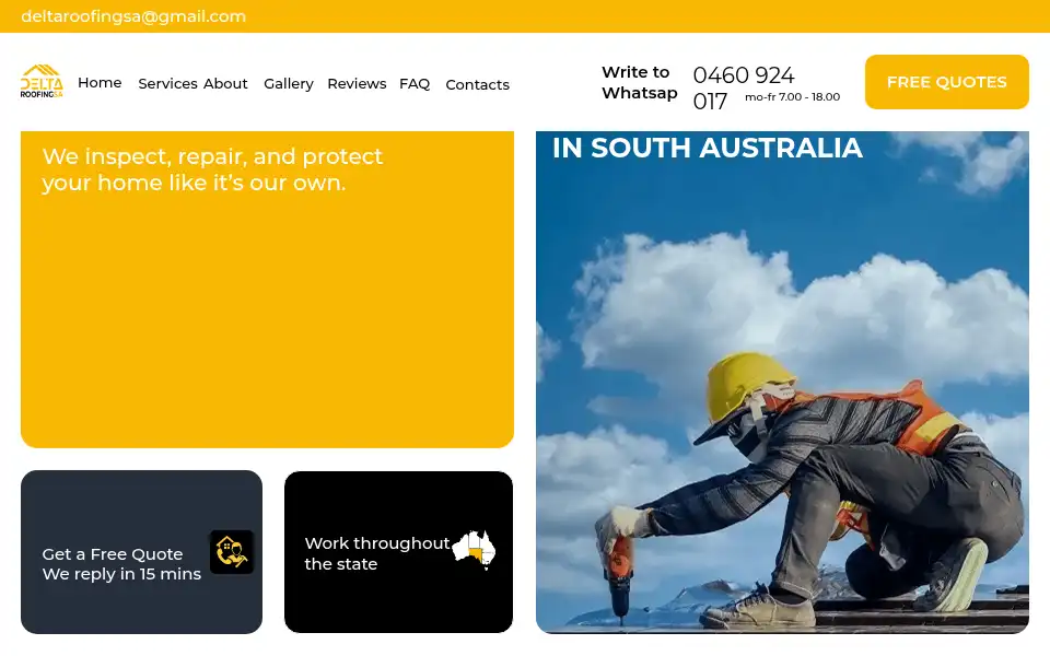 Screenshot of deltaroofingsa.com.au