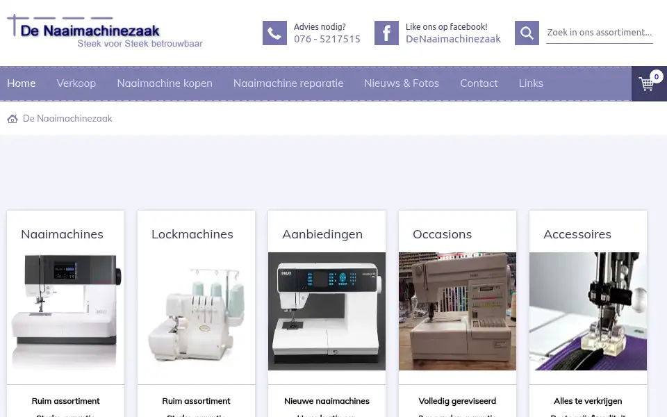 Screenshot of denaaimachinezaak.nl
