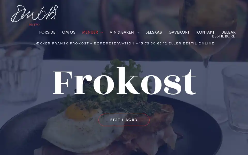 Screenshot of denblaabistro.dk
