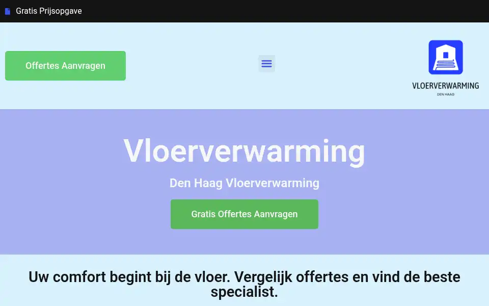 Screenshot of denhaagvloerverwarming.com