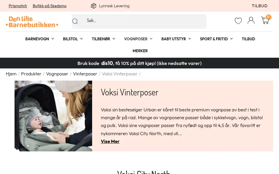 Screenshot of denlillebarnebutikken.no