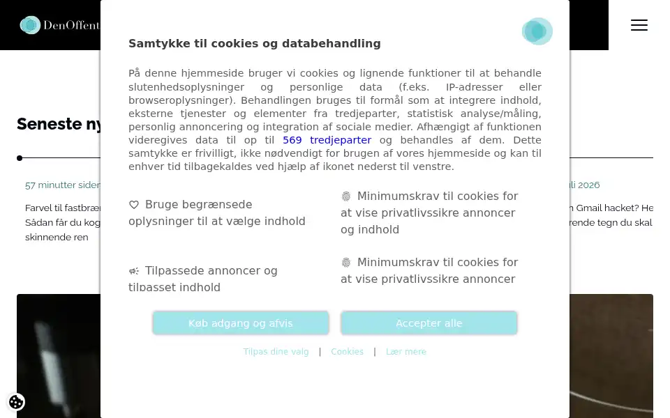 Screenshot of denoffentlige.dk