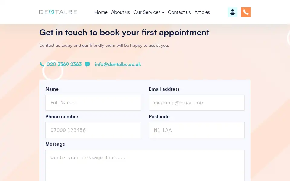 Screenshot of dentalbe.co.uk
