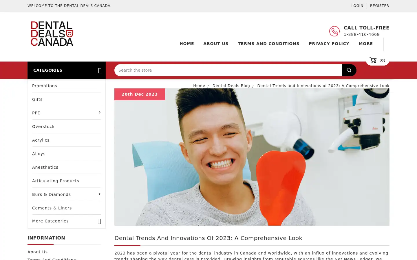 Screenshot of dentaldealscanada.ca