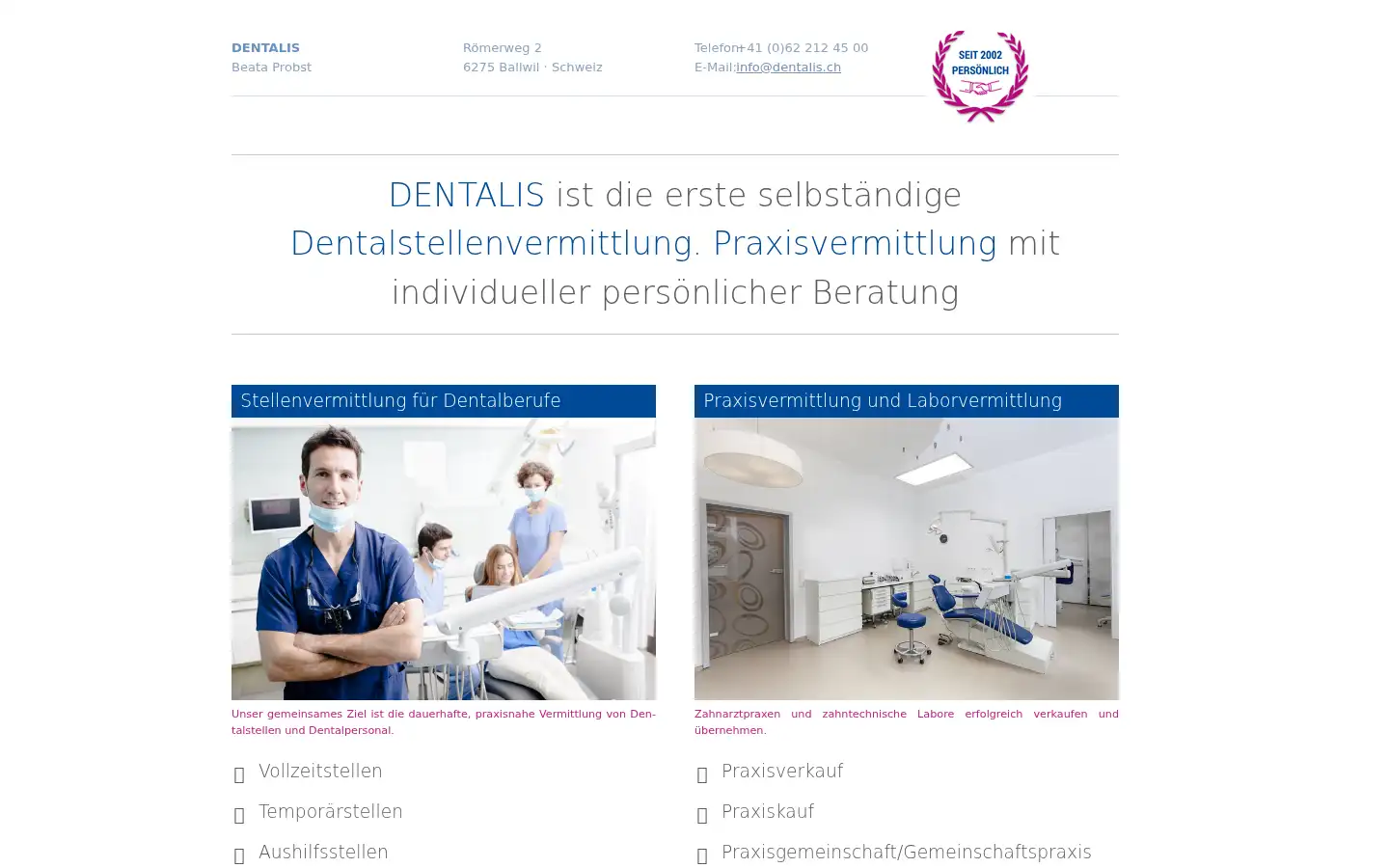 Screenshot of dentalis.ch