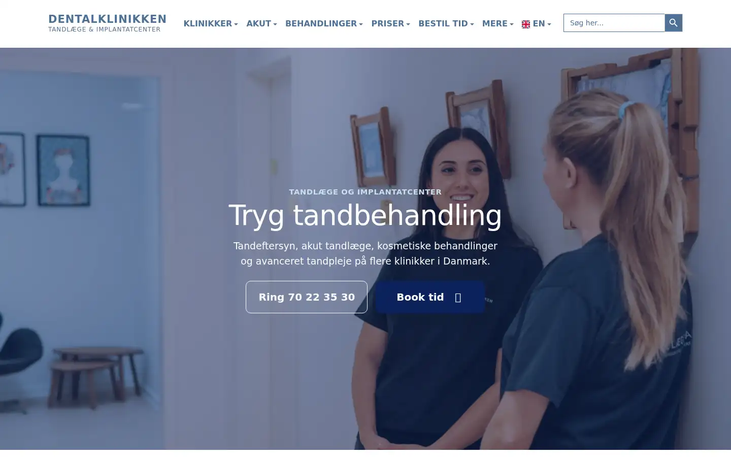 Screenshot of dentalklinikken.dk
