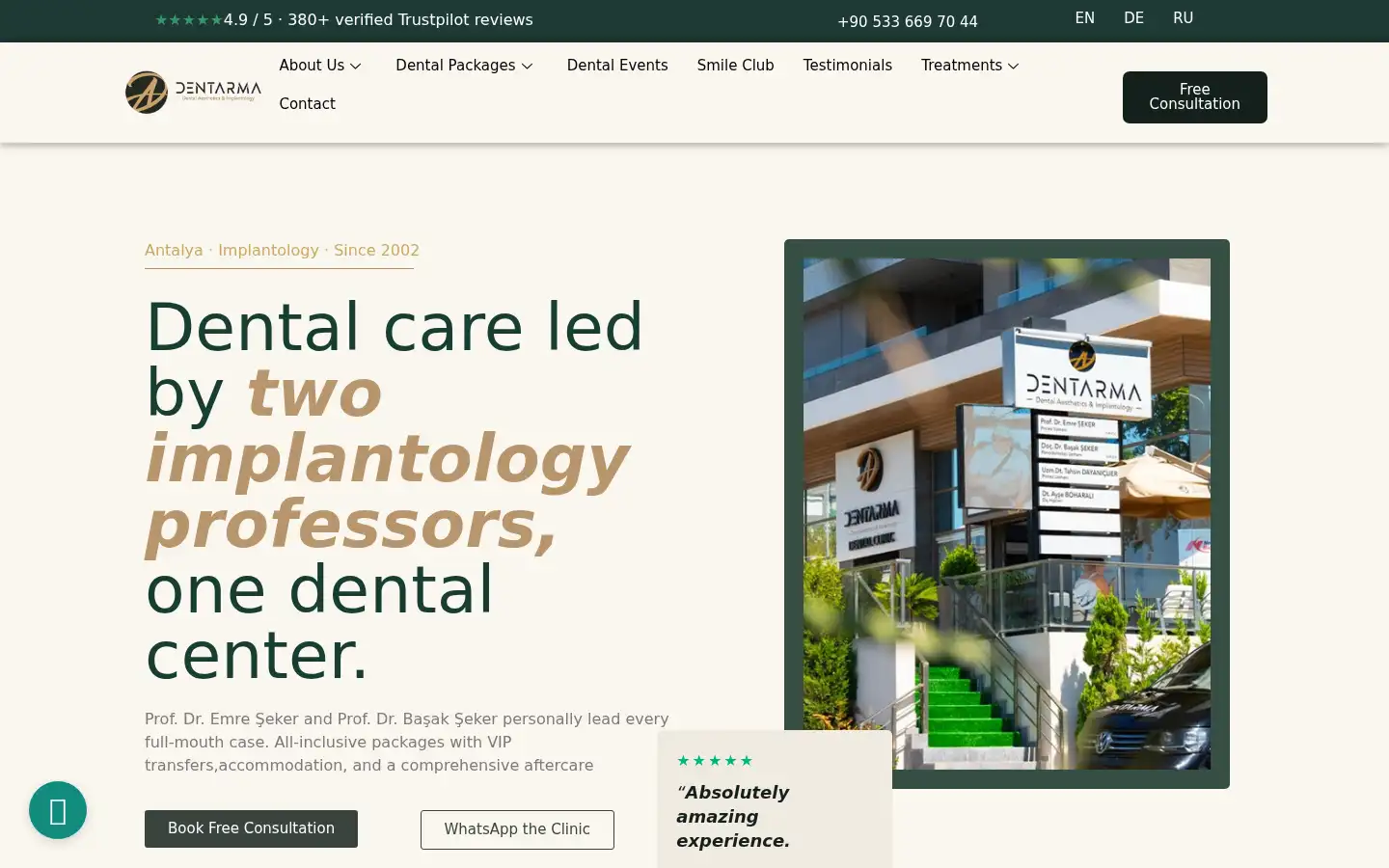 Screenshot of dentarmaturkey.com