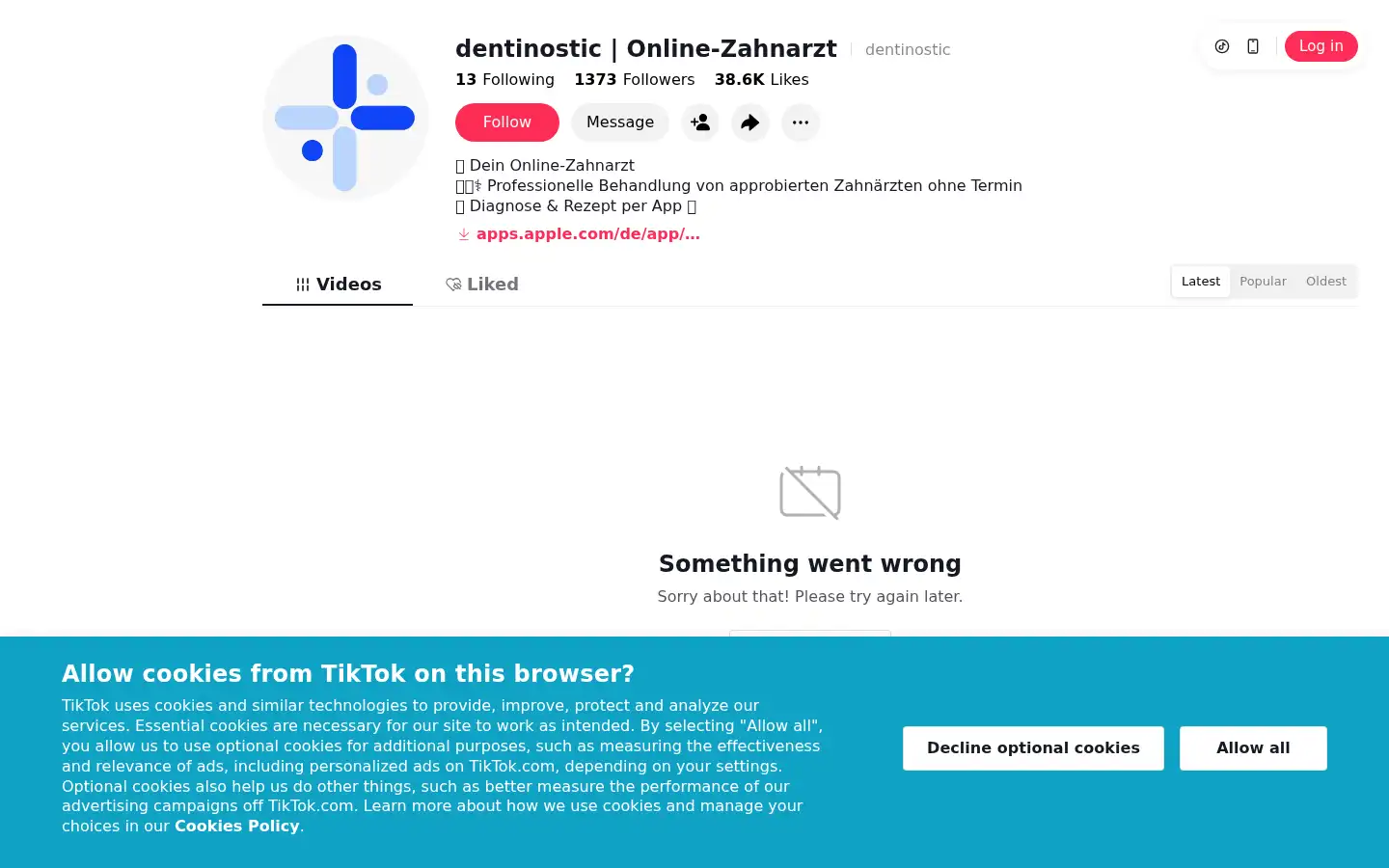 Screenshot of dentinostic.de