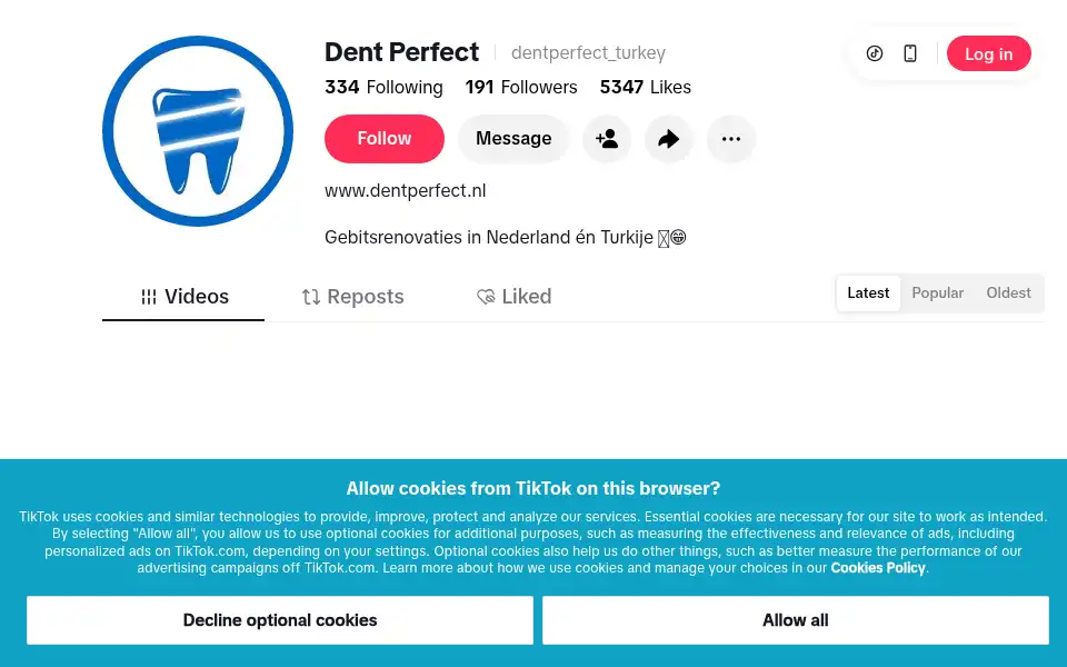 Screenshot of dentperfect.nl