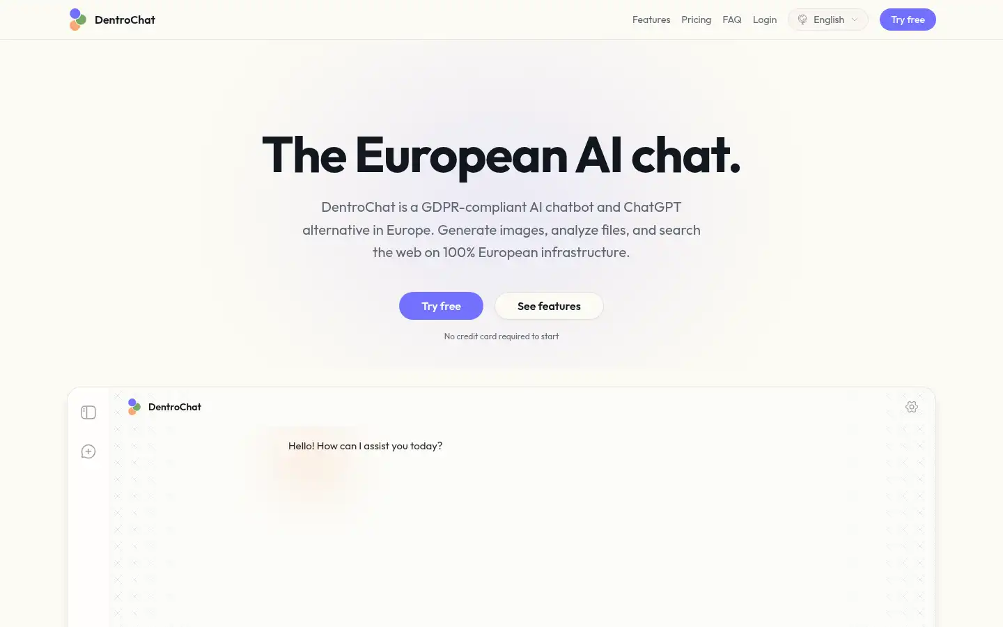 Screenshot of dentro.chat