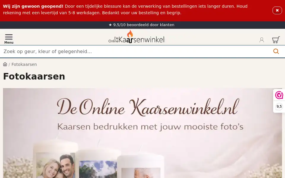 Screenshot of deonlinekaarsenwinkel.nl