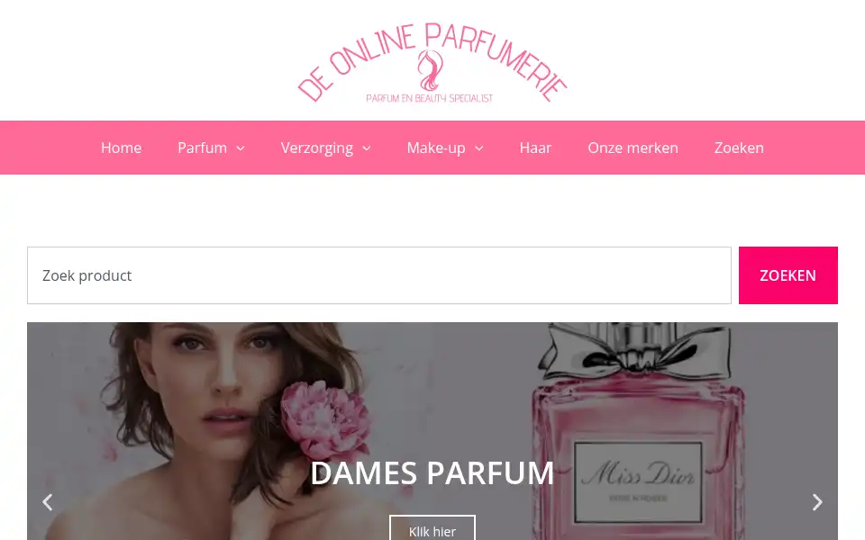 Screenshot of deonlineparfumerie.nl