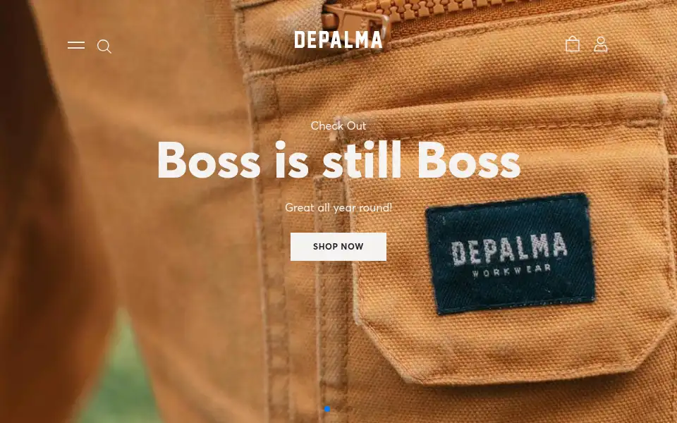 Screenshot of depalmaworkwear.com