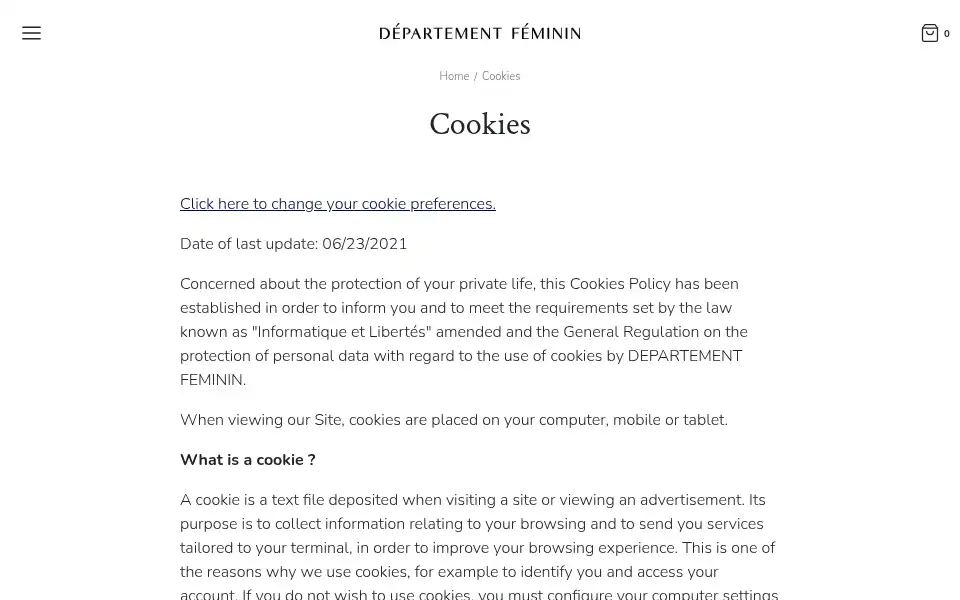 Screenshot of departementfeminin.com