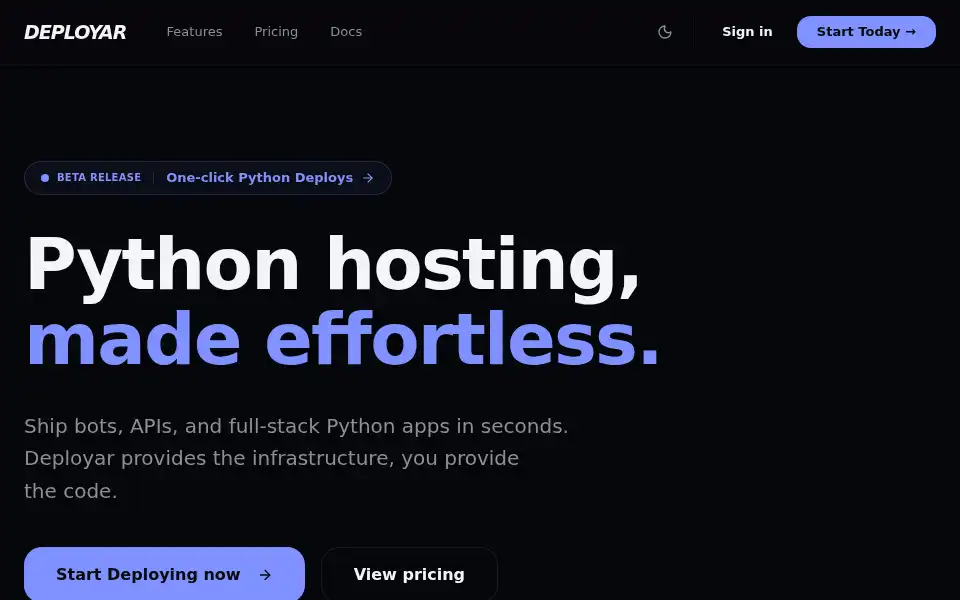 Screenshot of deployar.com