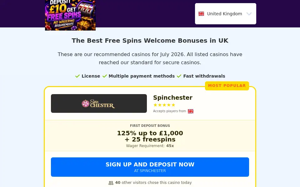 Screenshot of deposit-10-get-free-spins.site