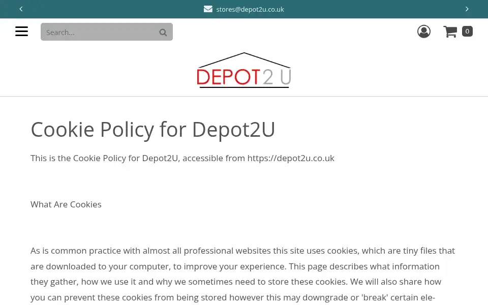 Screenshot of depot2u.co.uk