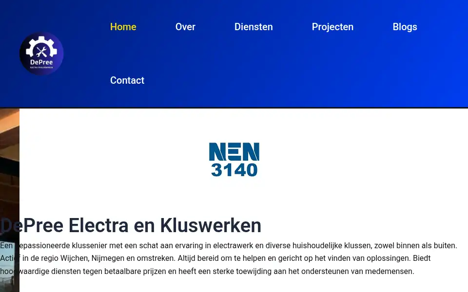 Screenshot of depreekluswerken.nl